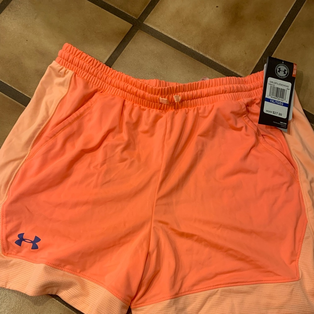 Youth large girls under armor running shorts